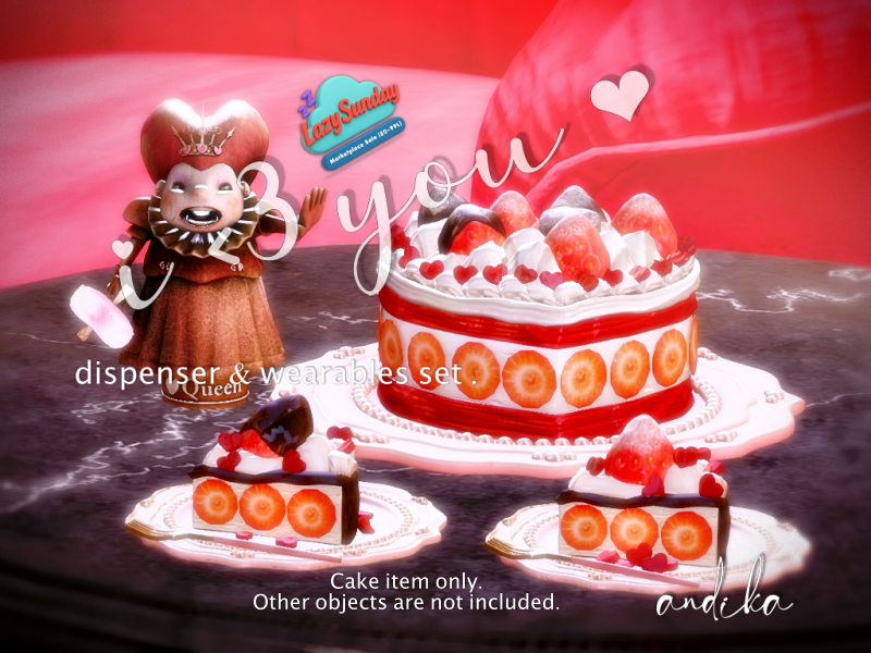 andika0000000's tweet photo. This week’s Lazy Sunday ♡
andika {i <3 You} 🍰Dispensere&Wearables set.
https://t.co/fR3XfquIT8
A Valentine’s cake chosen for sweet moments.
Eat / Static + Wearables included 💕
Cake item only.
#SecondLife #andika
#SLMarketplace #SLFood #SLSweets
#seraphimsl #virtualreality https://t.co/VhcG3g5mCT