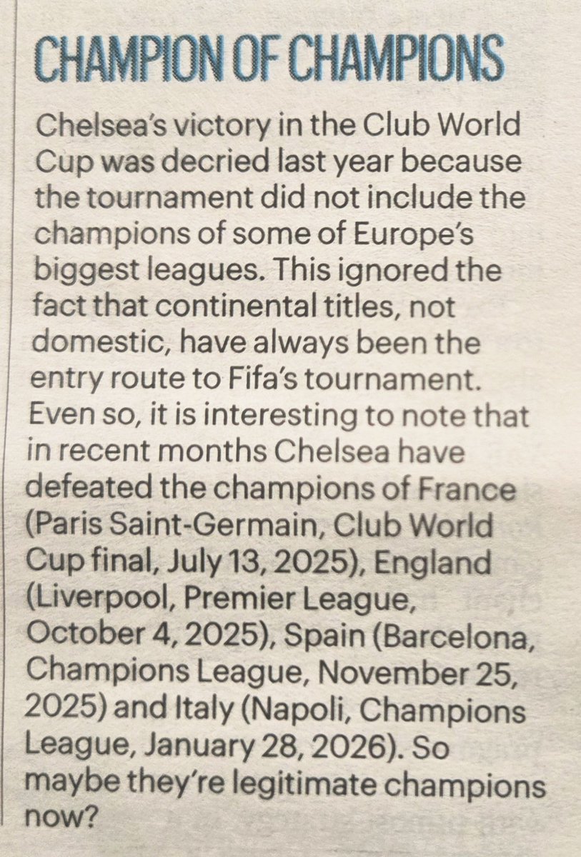 IainRodger1's tweet photo. Chelsea, legitimate World Champions.

(Martin Samuel, Sunday Times) https://t.co/X7ocEcDd7d