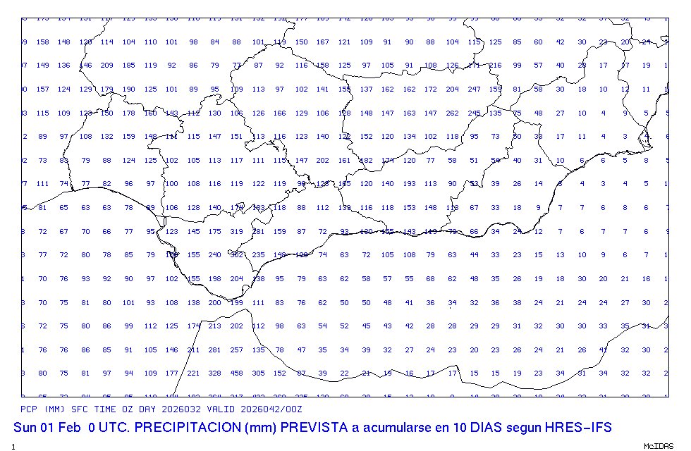 Precipitaciones previstas por ECMWF para los próximos días. Los acumulados son importantes debido a que continúa el flujo húmedo atlántico de componente oeste