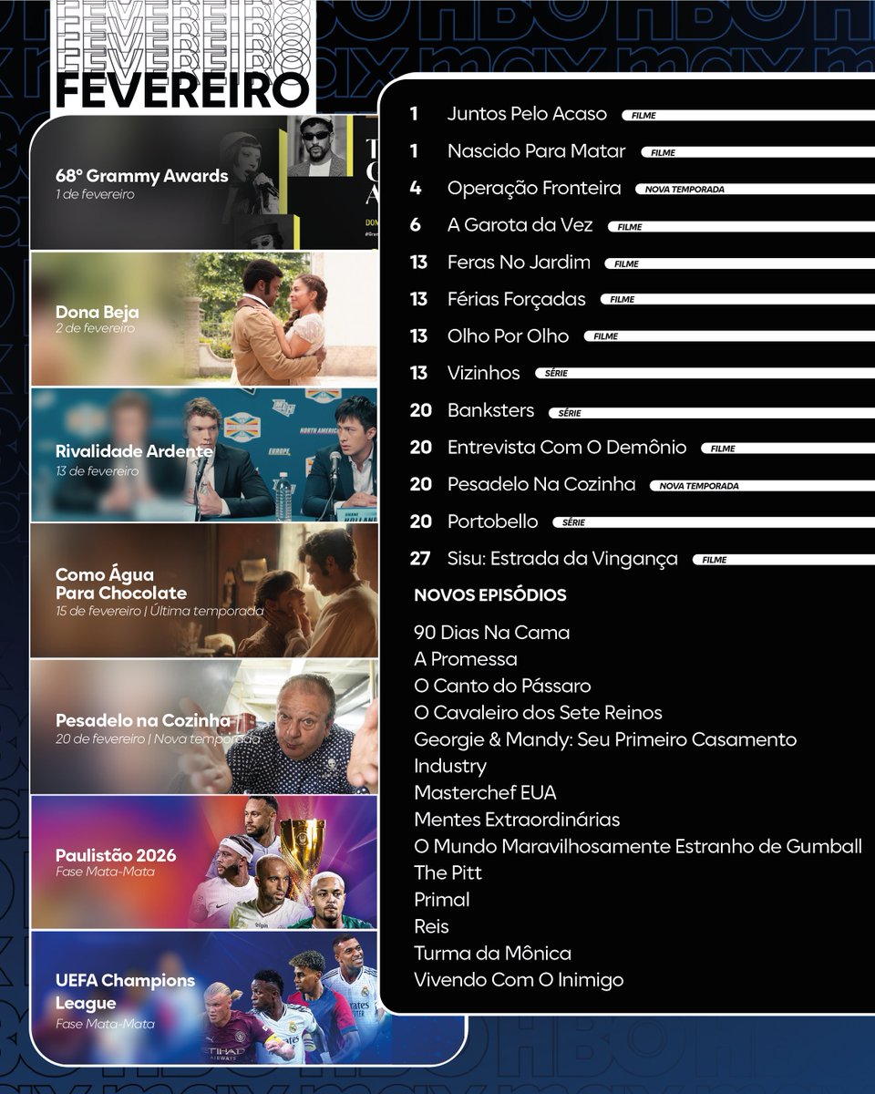 StreamMaxBR's tweet image. Esse mês eu tô nojenta, sinto muito! 💋

The Pitt, Rivalidade Ardente, Grammys 2026 e muito mais pra deixar a gente pronto pro fervo do carnaval, bebês. E aí, qual título já entrou pra lista de vocês? 👀