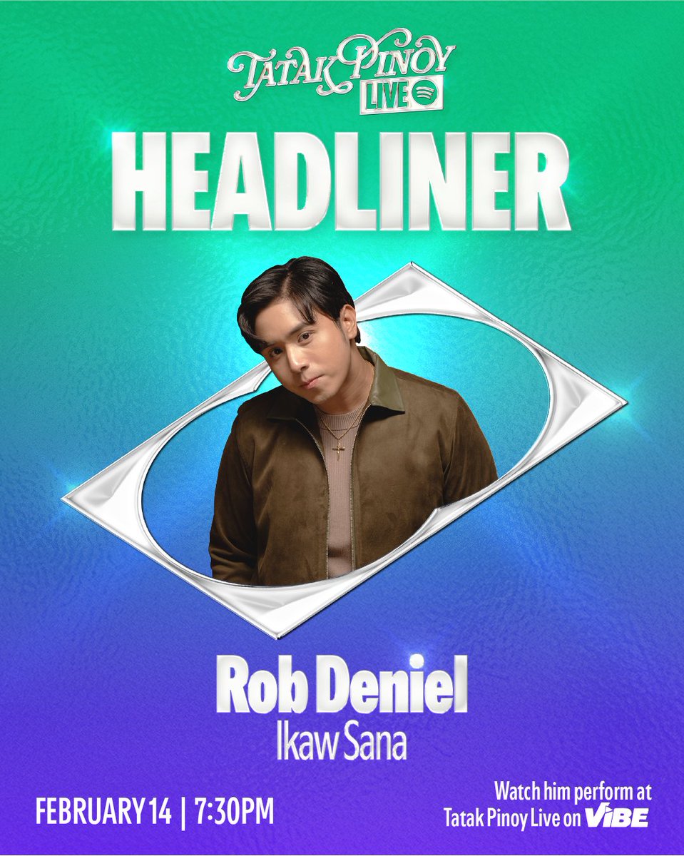 SpotifyPH's tweet image. No plans on Valentine’s Day? Let our Tatak Pinoy Live Headliner, Rob Deniel, serenade you as he performs “Ikaw Sana” 💘

Watch him live on February 14 at 7:30 PM only on Vibe, TV5!

#SpotifyTatakPinoyLIVE #VibePH