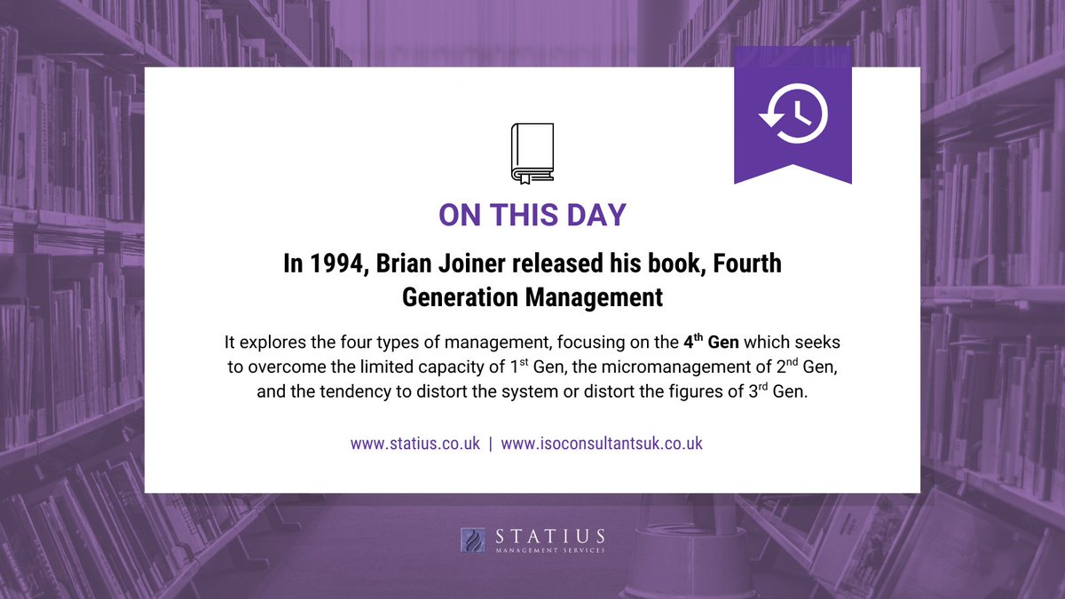 ThisIsStatius's tweet image. #OnThisDay in 1994, Brian Joiner released his book, Fourth Generation Management 📕

4th Generation managers care about the results but know this can only be achieved through systematic and fundamental improvement - understanding the purpose of the company, system, and more.