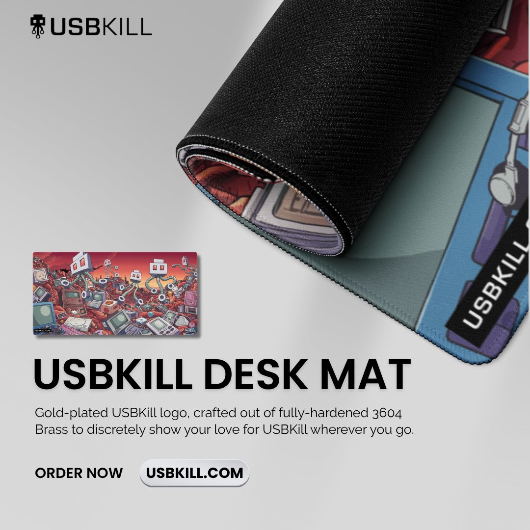 USBKill's tweet image. Turn your desk into a post-apocalyptic panorama with the USBKill Desk Mat. At 90×45cm, it covers your whole area—no separate mouse pad needed. Vibrant colors and hidden easter eggs. 🎨🖥️ l.usbkill.com/fxr6S 
#QualityMat #LongLasting #USBKill #LimitedCollection