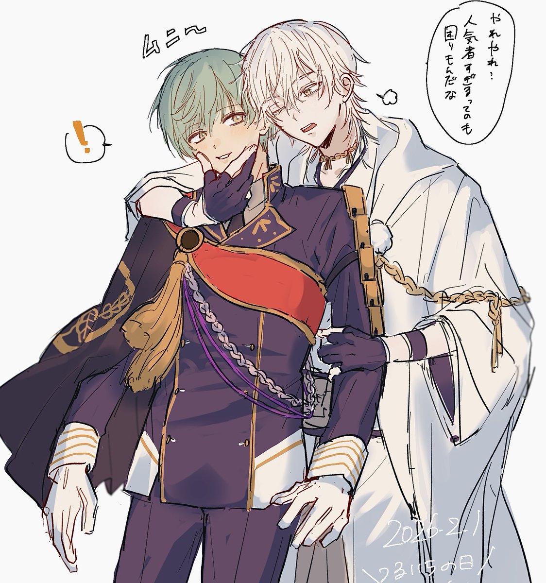◆ 手描きイラスト ◆ 刀剣乱舞　つるいち　眼鏡　スーツ　FA お取り置き 2月1日はつるいちの日 お久しぶりです🦢🍓