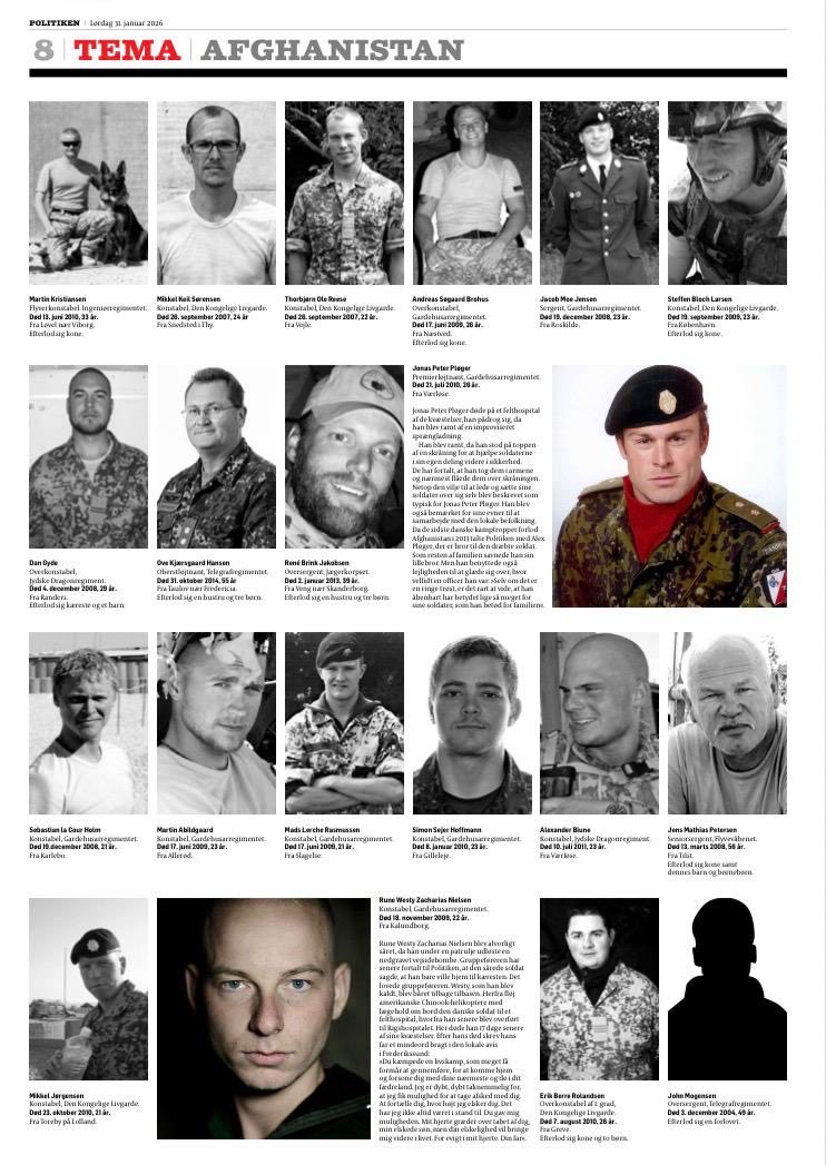ishaantharoor's tweet image. Such is the outrage in Denmark over both Trump’s desire for Greenland and disparaging remarks about NATO that one of the country’s leading newspapers devoted their Saturday front and plenty of room inside to the bios of all 44 Danes slain during NATO missions in support of the US