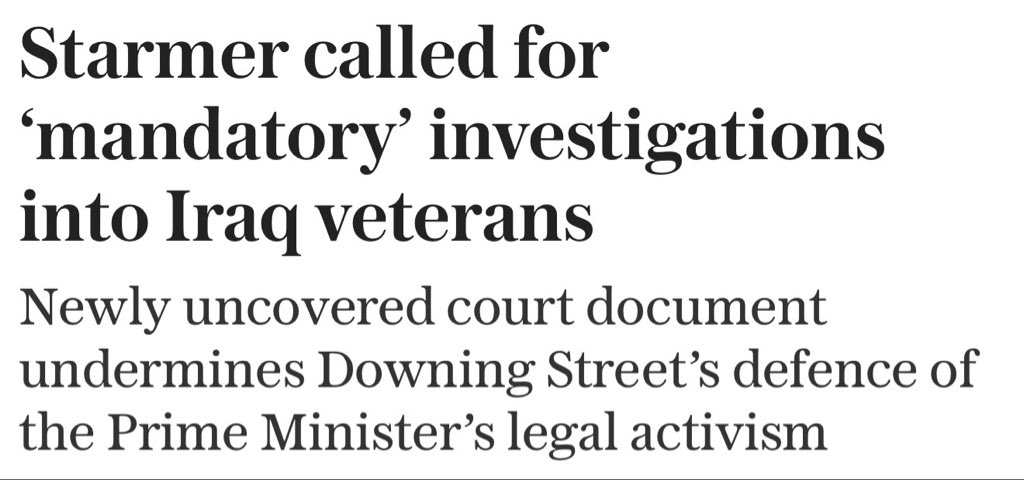 PatrickChristys's tweet image. 🚨 Starmer’s biggest lie yet? A few days ago Downing Street told the @Telegraph and my team @GBNEWS that Keir Starmer had NOT advocated for investigations into British military veterans. The Telegraph now has court documents proving that was not true. He worked on that FOR FREE.