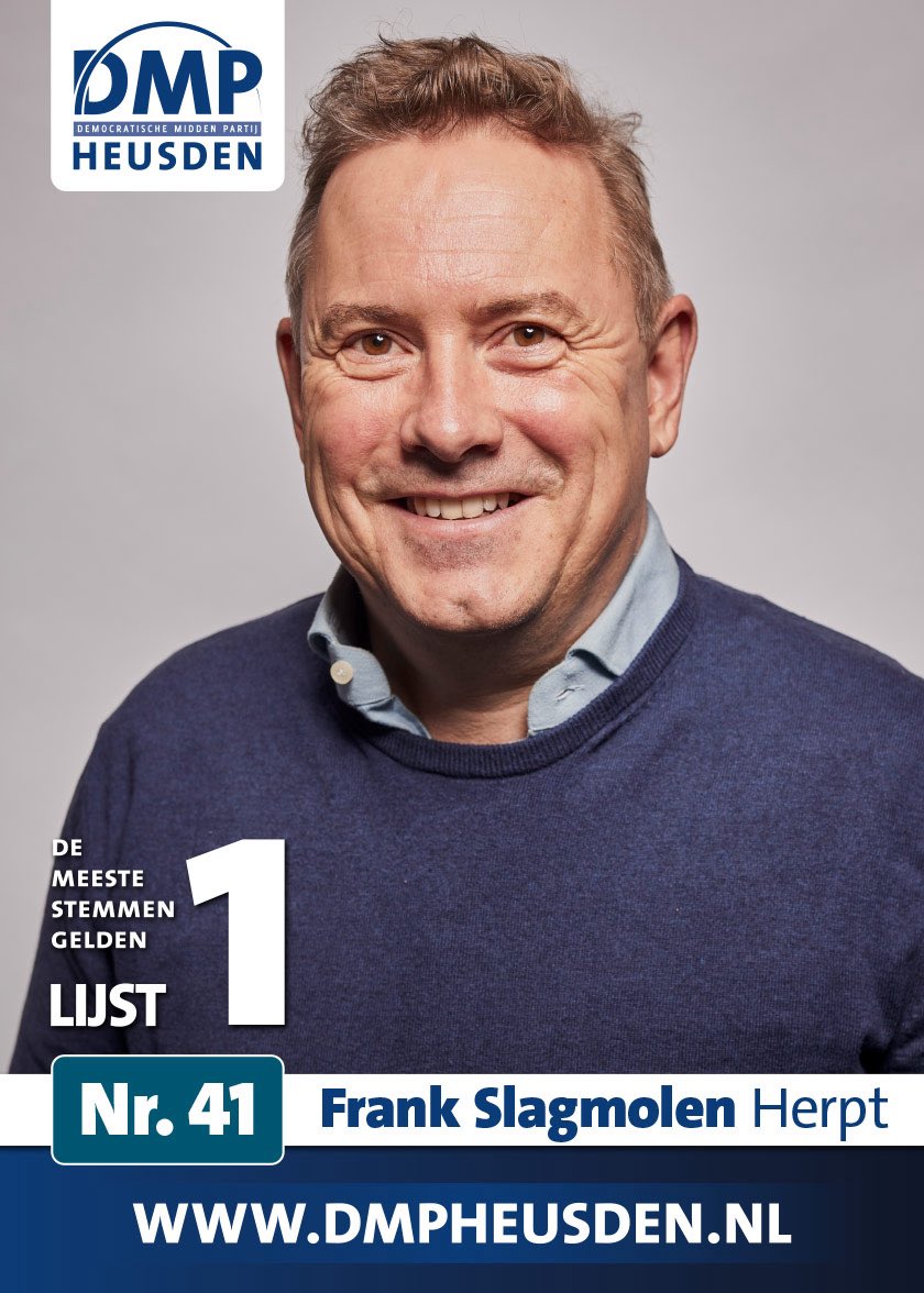 4️⃣4️⃣ Arno Klerks uit Drunen 

4️⃣3️⃣ Tonnie Schel uit Elshout 

4️⃣2️⃣ Ad Mommersteeg uit Giersbergen

4️⃣2️⃣ Frank Slagmolen uit Herpt 

➡️ Meer weten over onze kandidaten ? Neem dan een kijkje op de website: dmpheusden.nl/kandidatenlijst