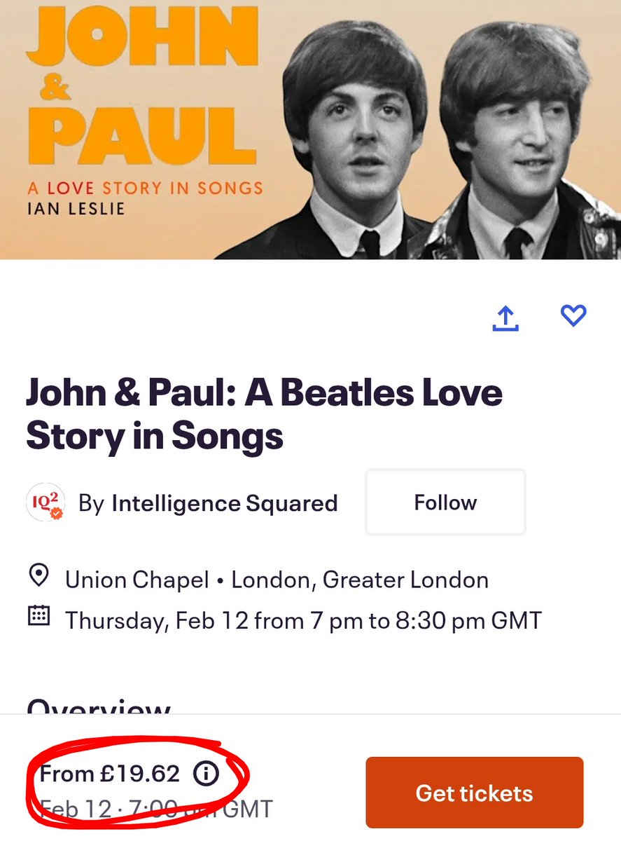 #Beatles event. Tickets 'From £19.62'.  From 1962. Must be deliberate, surely?! Are you going, <a href="/barberville/">KG Miles</a> ? X