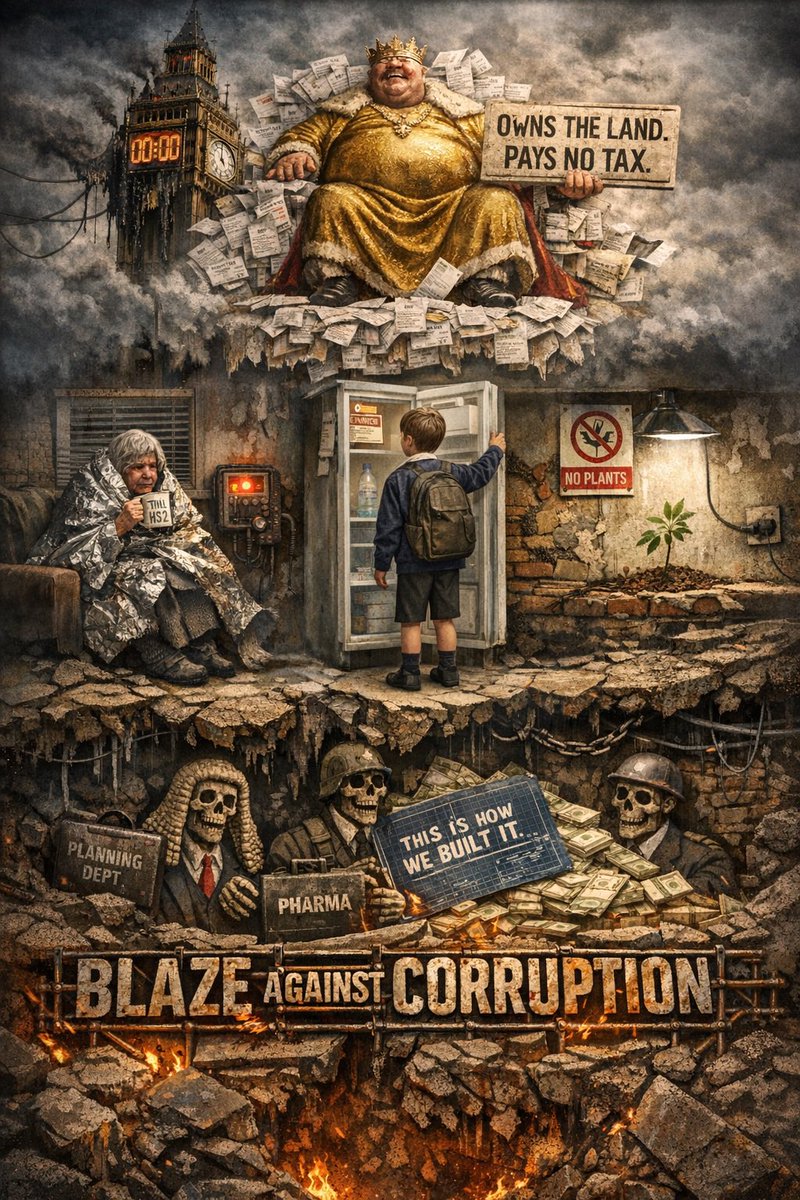 blazeagainstC's tweet photo. The UK is the only place where:
You need ID to buy a vape
but not to run the country
The King owns half the land
but you can’t grow a tomato
They legalise corruption
but criminalise healing
£33 BILLION vanished from HS2
but you still can’t afford heating
This isn’t broken. https://t.co/hWE2gXMLno