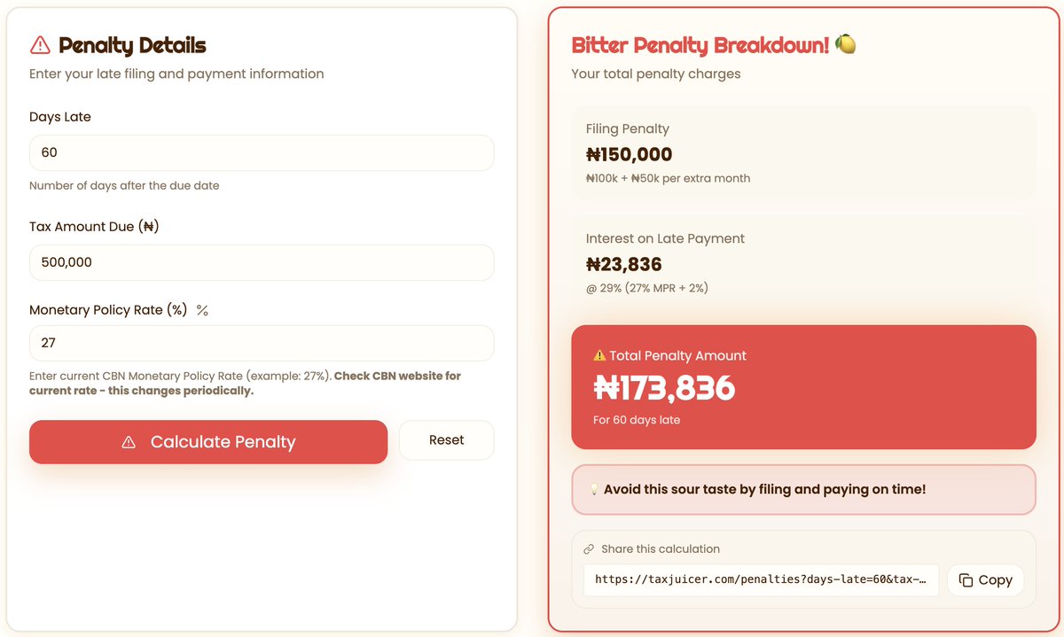 taxjuicer's tweet photo. Life gets busy — cash flow tight one month, deadlines sneak up the next. We totally understand why tax filing can sometimes slip.  That's why we built a free Tax Penalty Calculator: to help you see the numbers calmly and plan better. No judgment, just clarity.  🧵 Let's break it down