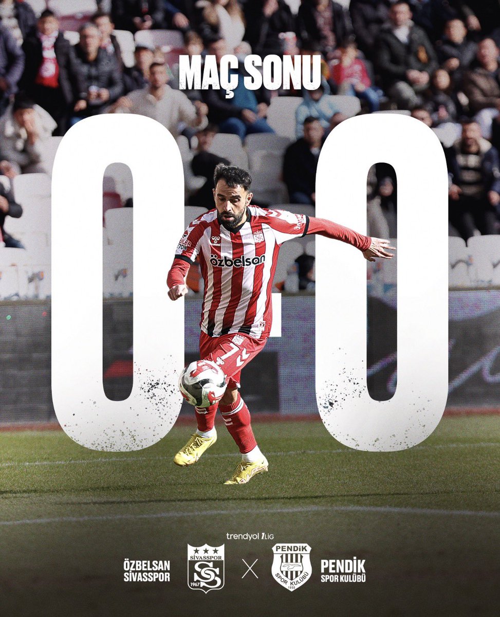 Sivasspor's tweet photo. MAÇ SONU |
Özbelsan Sivasspor 0-0 ATKO Grup Pendikspor

📲 #SVSvPEN | #GösterGücünü https://t.co/4t48rEVRCk