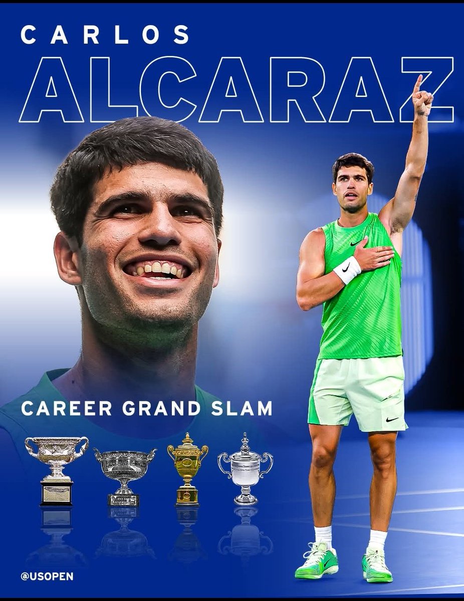 SportsMoods's tweet image. Carlos Alcaraz (22) becomes youngest player in the sport to complete Career Grand Slam winning the elusive Australian Open Slam defeating Novak Djokovic  2-6, 6-2, 6-3, 7-5 #AustralianOpen #AussieOpen #ATP #VamosCarlitos