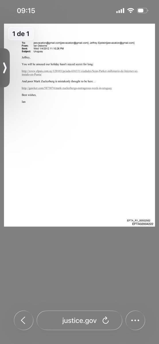 staameliep's tweet image. Hay archivos de Epstein donde hay correos hablando de Uruguay