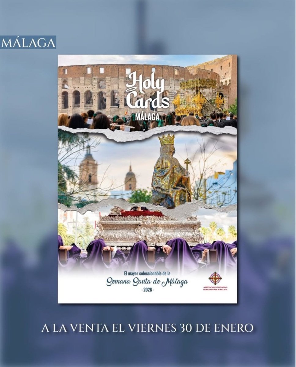 📘 HOLY CARDS | ¡Ya está disponible la nueva colección de estampas de Holy Cards (<a href="/HolyCards_/">HolyCards</a>) de la Semana Santa de Málaga 2026. #CofradíasMLG

👉🏼 Consigue los sobres de estampas en nuestra Casa de Hermandad.

📅 De lunes a sábado en fechas de reparto.
🕰 19:30h. a 21:00h.