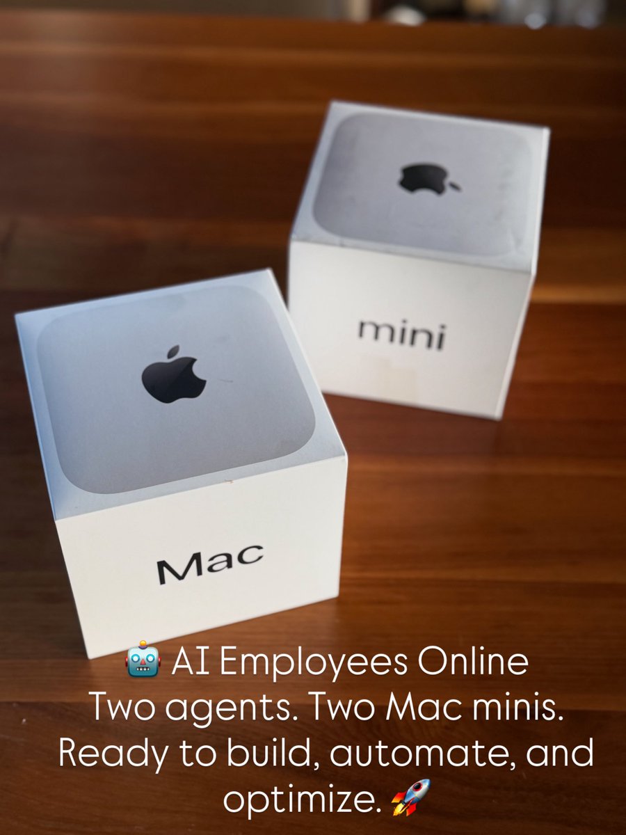 🤖 AI Employees online
2 Agents. 2 Mac minis.
Ready to build, automate &amp; scale. 🚀