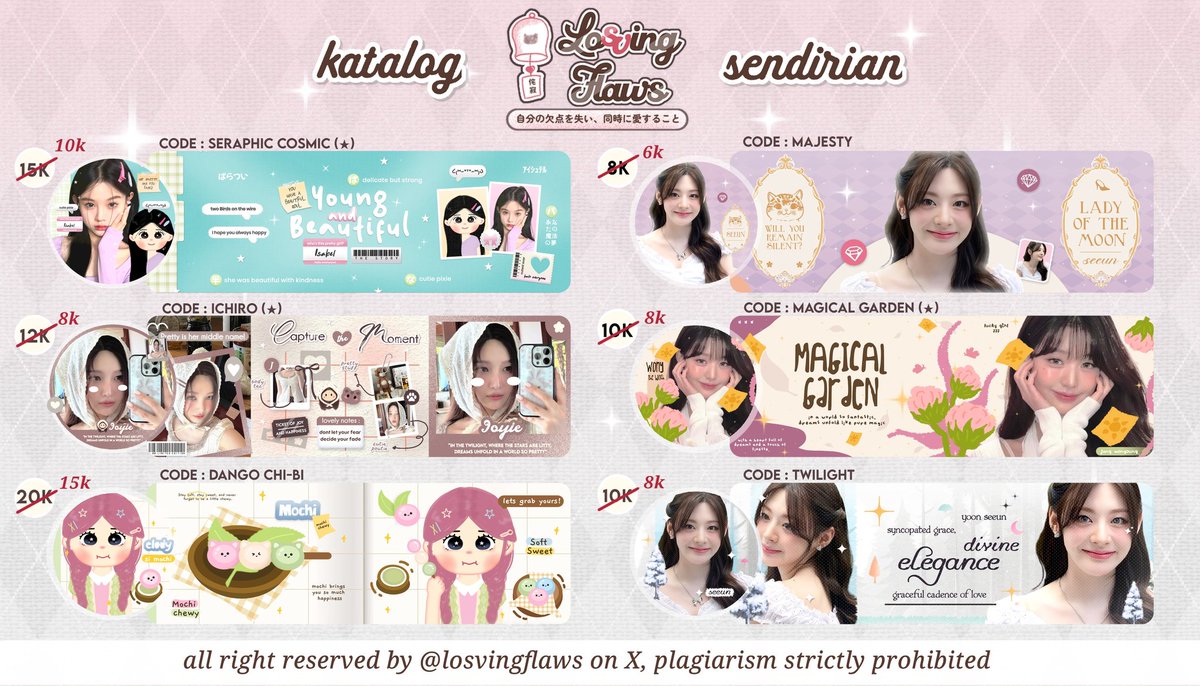 losvingflaws's tweet image. 💬  help rt / repost? tysm ! 

ᯓ CALLING OUT DISCOUNT HUNTERs .ᐟ

eLoDy open layout x dan wabis by request design, chibi, moodboard moodie deco dengan potongan harga spesial 2.2. scroll down for more info ya🩷

#zonauang