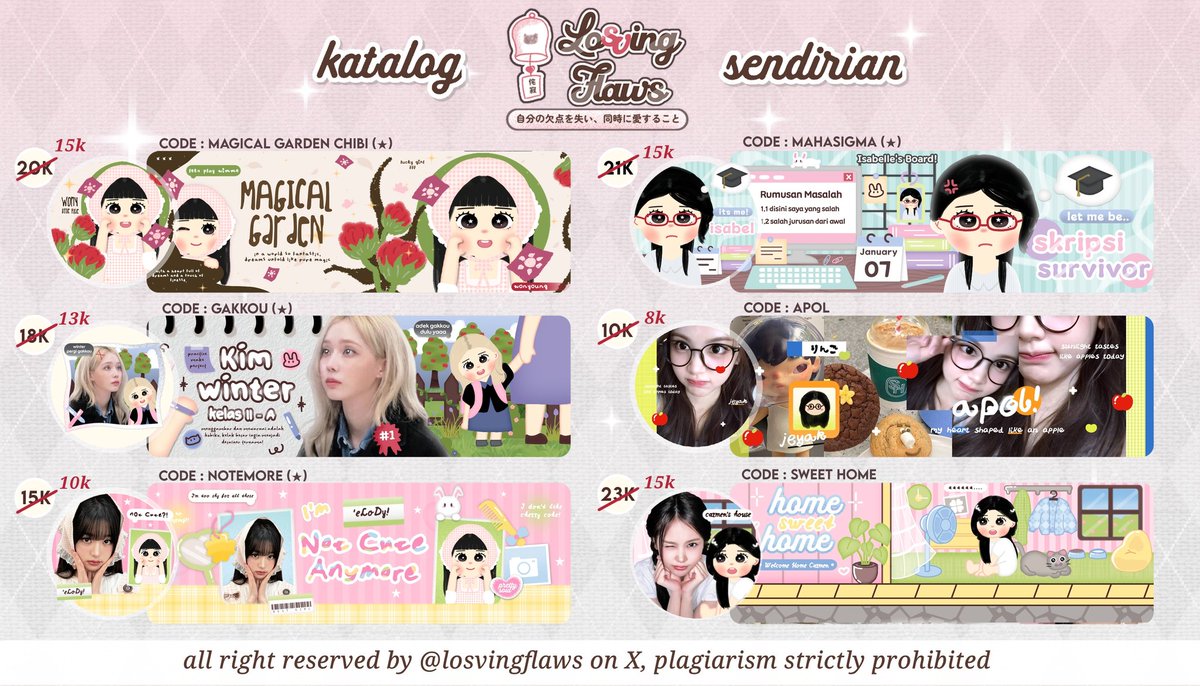 losvingflaws's tweet image. 💬  help rt / repost? tysm ! 

ᯓ CALLING OUT DISCOUNT HUNTERs .ᐟ

eLoDy open layout x dan wabis by request design, chibi, moodboard moodie deco dengan potongan harga spesial 2.2. scroll down for more info ya🩷

#zonauang