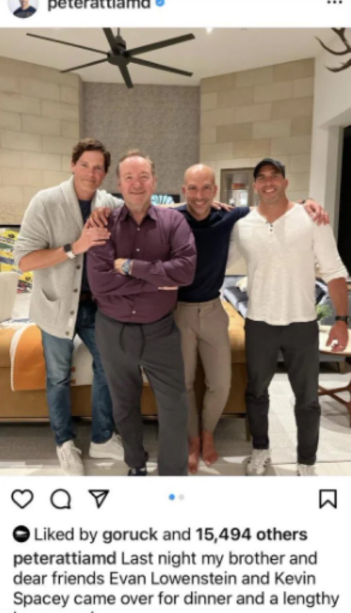 PostmilBTC's tweet photo. Peter Attia’s unwavering support of Kevin Spacey makes more sense now that we know Peter is in the #EpsteinFiles  over 1800 times. https://t.co/YYGyq7xpvL
