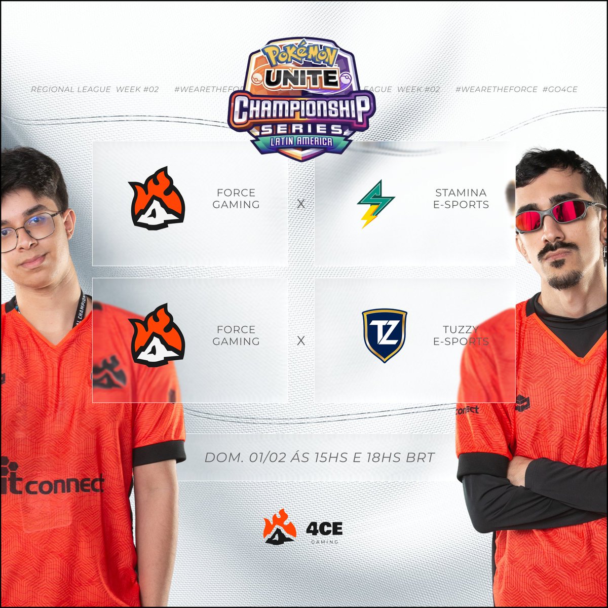 FORCETEAMUNITE's tweet photo. PREPARADOS PARA MAIS FORCE GAMING? 🌋🔥

No segundo dia da segunda semana de Liga Latam vamos em busca de manter a invencibilidade e o topo da tabela.

Hoje (01/02) ás 15hs. Queremos todo mundo torcendo muito por lá.

#PokemonUnite #Pokemon #GO4CE #ForceGaming https://t.co/ZzLsunySxs