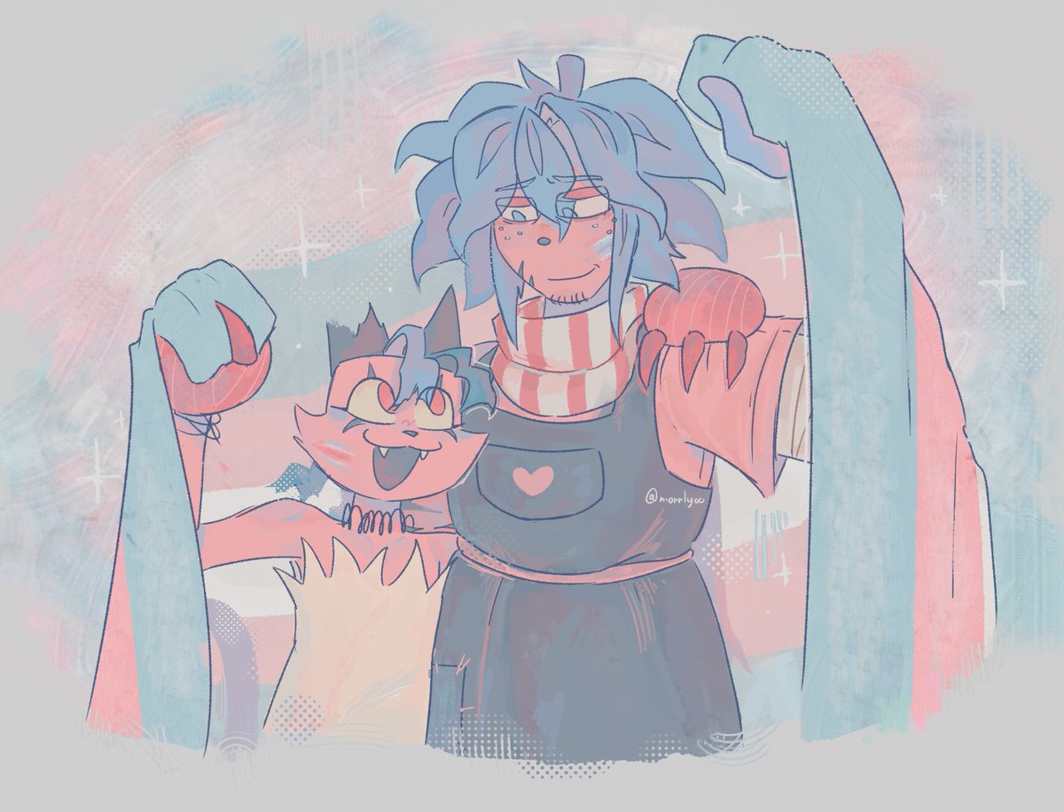 sprout and scraps from the dandy's revival au were confirmed to be trans so i did a little something

#dandysworld #dandysrevival #sprout #scraps