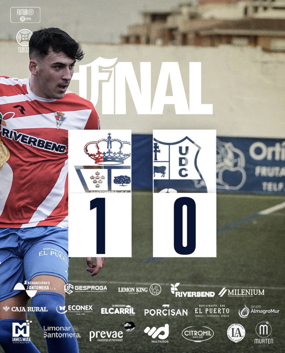 #J20 | FIN | 1-0 | 🔚 🍋 
¡𝗙𝗜𝗡𝗔𝗟! ¡𝗩𝗜𝗖𝗧𝗢𝗥𝗜𝗔 𝗠𝗨𝗬 𝗜𝗠𝗣𝗢𝗥𝗧𝗔𝗡𝗧𝗘 𝗗𝗘𝗟 𝗦𝗔𝗡𝗧𝗢𝗠𝗘𝗥𝗔! 
🤩 ¡VOLVEMOS A GANAR EN CASA ANTE UN RIVAL DIRECTO! 
⚽️ <a href="/QuimAraujo7/">Quim Araujo</a> 
#SantomeraCaravaca