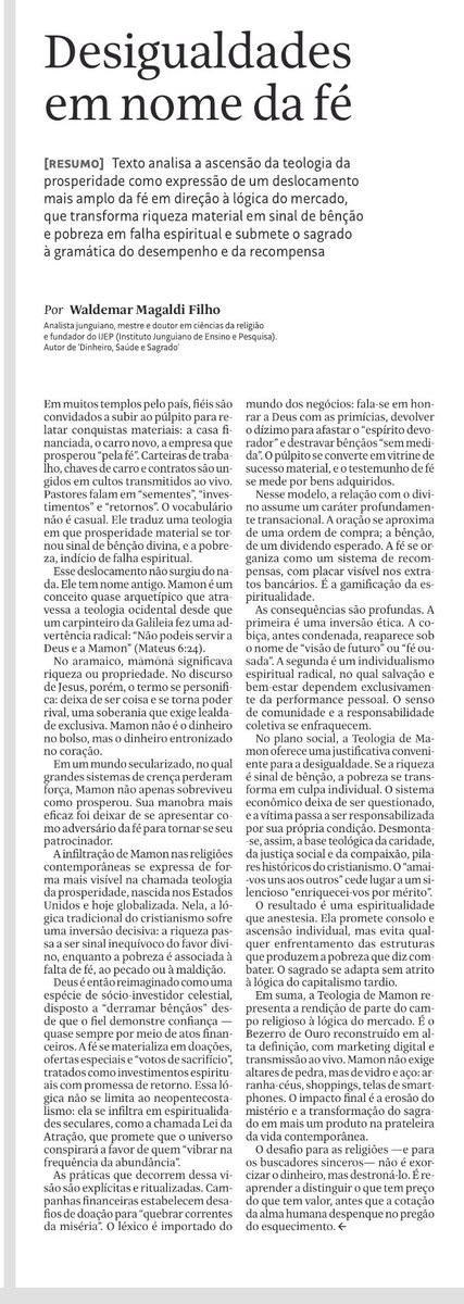 Teologia da prosperidade. Fazem o pobre pensar que Deus só “ajuda” os prósperos. Leiam aqui!