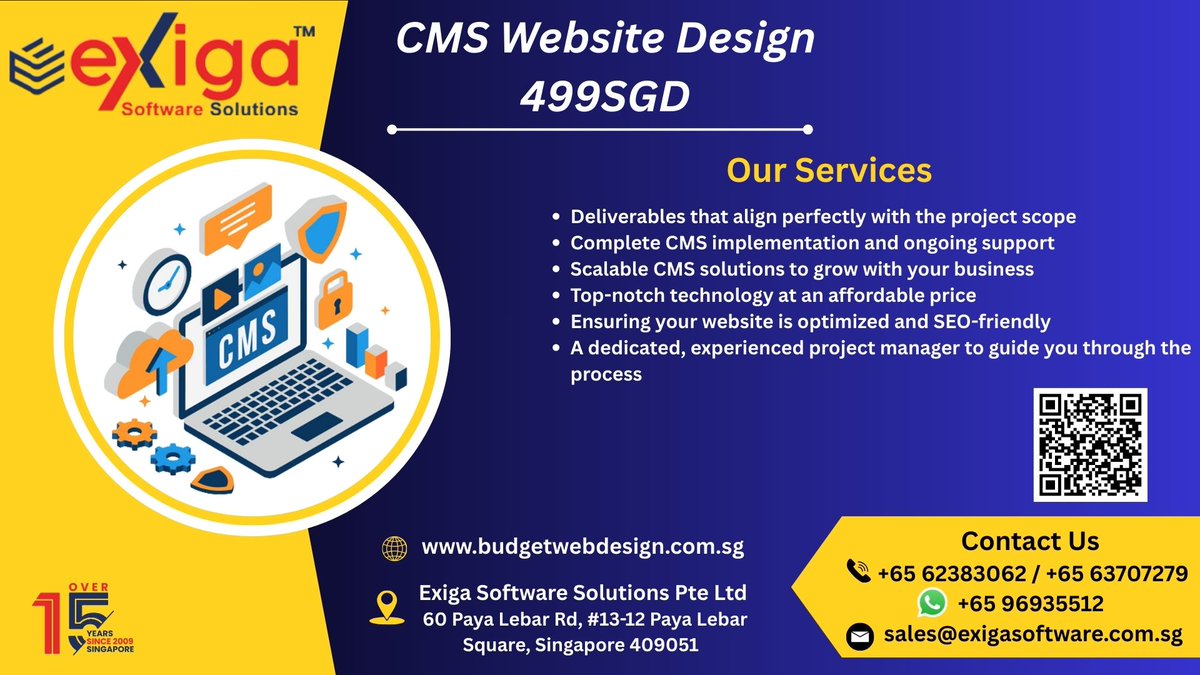 ExigaSoftware's tweet photo. Launch your professional CMS website in Singapore for just 499SGD 
Get unlimited pages, easy content management, mobile-friendly design &amp; SEO-ready structure.
Visit us: https://t.co/TKOM87xdNc
#CMSWebsiteDesign #CMSWebsiteDesignSingapore
#WebDesignSingapore #499SGD https://t.co/ePrSuYNrTP