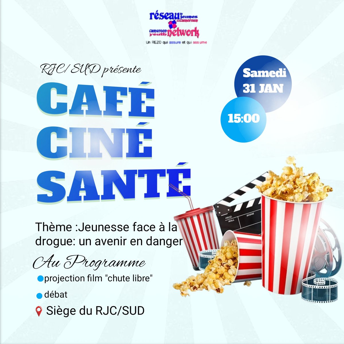 RJCCYN's tweet photo. 🎬☕ #CinéCaféRJC – #moisdelajeunesse
Face à l’actualité alarmante de la drogue chez les jeunes au 🇨🇲, le RJC a organisé un Ciné-Café.
Film + débat = échanges francs et réflexion sur les choix à faire pour protéger son avenir.
💡 Choisir la vie, c’est possible ! #Jeunesse https://t.co/9TSjxLy1E1