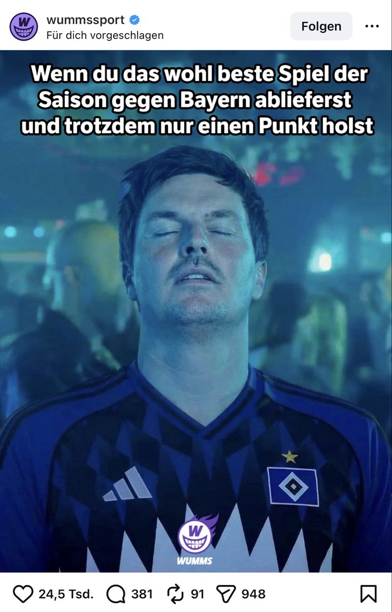Stell dir vor du holst als Aufsteiger nach 15 Jahren nen Punkt gegen Top 3 Mannschaft der der Welt und die Lutscher von <a href="/WUMMSSS/">WUMMS</a> versuchen trotzdem auf Krampf sich nen Joke aus dem Arsch zu ziehen. Läufts zu mies an der Weser? 🤡 #HSVFCB
