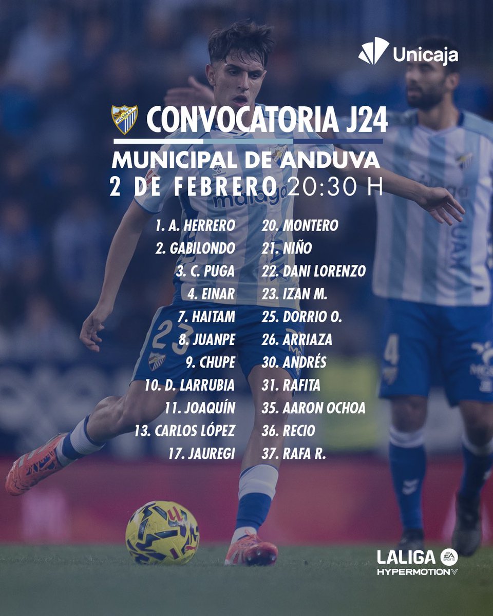 MalagaCF's tweet image. 𝐂𝐎𝐍𝐕𝐎𝐂𝐀𝐓𝐎𝐑𝐈𝐀 || 22 jugadores integran la lista del #MirandésMálaga.

🔗 malagacf.com/noticias/22-ju…