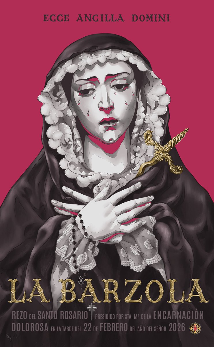 ROSARIO VESPERTINO | “Ecce Ancilla Domini”.

Cartel anunciador del rosario vespertino presidido por Santa María de la Encarnación Dolorosa por las calles de la feligresía el próximo 22 de febrero, obra de <a href="/pedrxperejon/">pedro</a>.