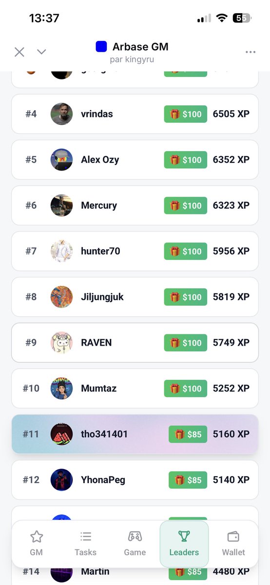 crypthom34's tweet image. 📊 Arbase GM leaderboard

✅ Ranked #11
❌ No one at the highest levels yet
💸 Up to $100,000 in rewards

Early movers always win.

Take advantage while it’s still quiet.

arbase.palette.finance/r/f34a7b2e5db3

#Airdrop #Arbase #GM #Web3
@kingyru