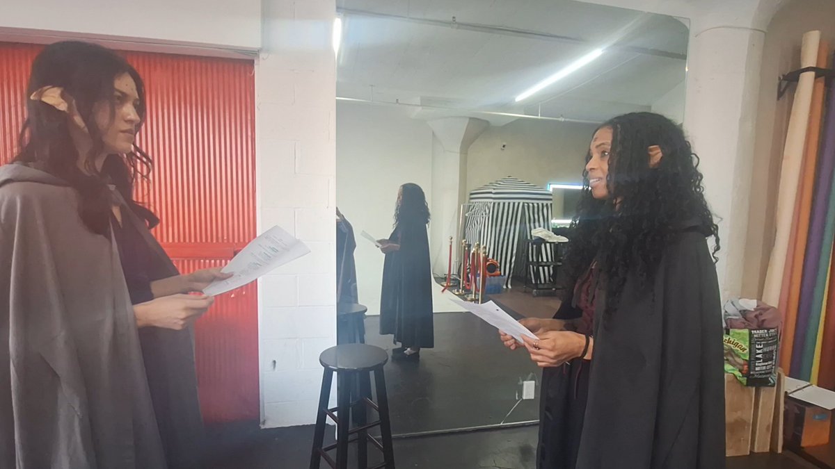 AdventurineEnt's tweet photo. Queen Morgana &amp; Ember moment in a "Frost and Ember" rehearsal with Yvette Gonzalez and Jamie Jones https://t.co/9ipa4usmZp