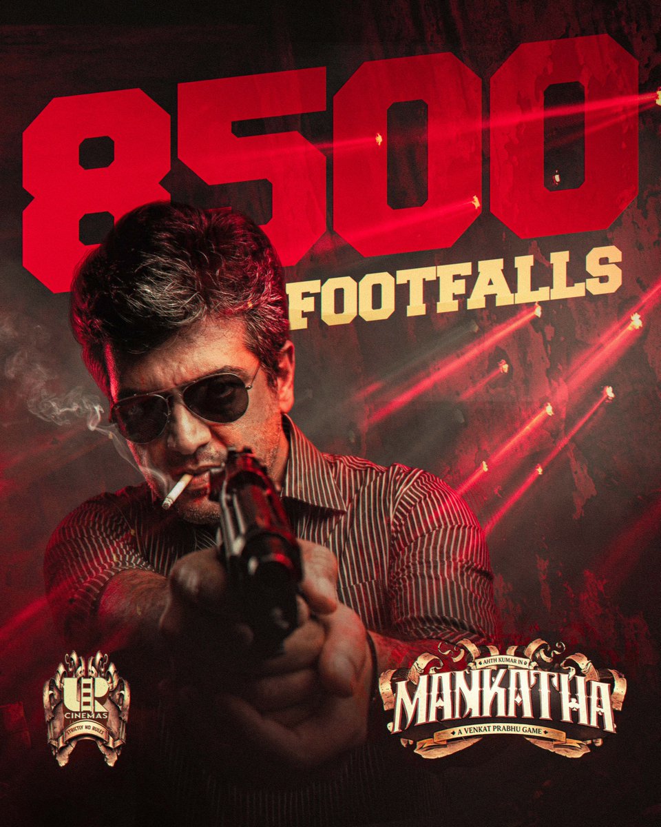 One of the best theatrical experiences for a Re-release and a long time wish to witness the Kingmaker in the big screen was granted 🤩 #Mankatha goes past 8500 footfalls and ends up becoming a saviour for all the exhibitors this Jan 2026 ✌🏽