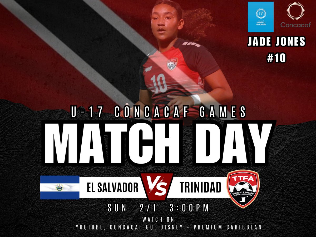 JJones17Soccer's tweet photo. Good morning ⚽️🇹🇹
U-17 CONCACAF Qualifiers
🆚 El Salvador
⏰ 3:00 PM ET
📺 Watch on: CONCACAF YouTube, CONCACAF GO, FOX Soccer Plus, FS2, Tubi
@socawarriors @TTFootballAssoc @ConcacafW
#MatchDay #U17 #CONCACAF https://t.co/gzgqXSHEf4
