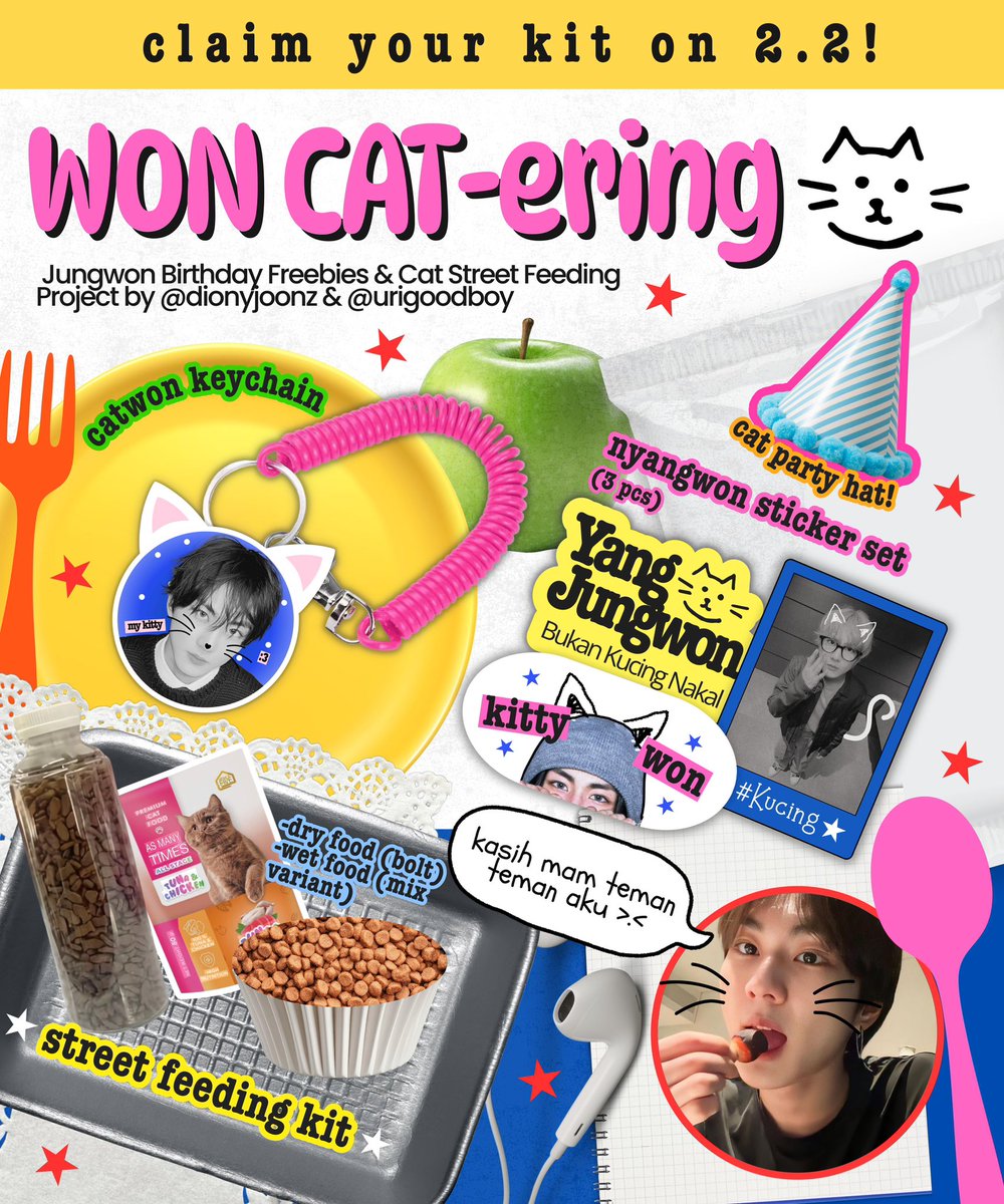 dionyjoonz's tweet image. 𝐖𝐎𝐍 𝐂𝐀𝐓-𝐞𝐫𝐢𝐧𝐠 🐱
#JUNGWON 𝚋𝚍𝚊𝚢 𝚏𝚛𝚎𝚎𝚋𝚒𝚎𝚜 &amp;amp; 𝚜𝚝𝚛𝚎𝚎𝚝 𝚌𝚊𝚝 𝚏𝚎𝚎𝚍𝚒𝚗𝚐 (which u can join from ANYWHERE!)

by @dionyjoonz &amp;amp; @urigoodboy 

★ claim on 2.2 @ 8pm
★ beri mam teman2 won kucing di jalanan
★ take some📸
★ post with hashtag #WonCat_ering !