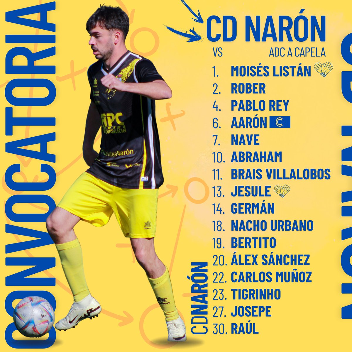 CDNaron's tweet image. 📋Lista de convocados para o #CapelaNaron de hoxe en #OCadaval 

💥 VAMOS