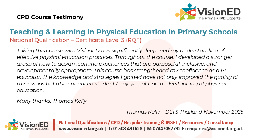 martin_radmore's tweet photo. Great feedback from 2 recent qualifiers on our national (UK) qualification Teaching & Learning in Primary PE. Online, available to learners outside of UK
#pecpd #primarype #peteaching #primaryschools #primaryeducation #COBIS #internationalschools #coaching #teachingpe #teachpe https://t.co/iqPJVUkacG