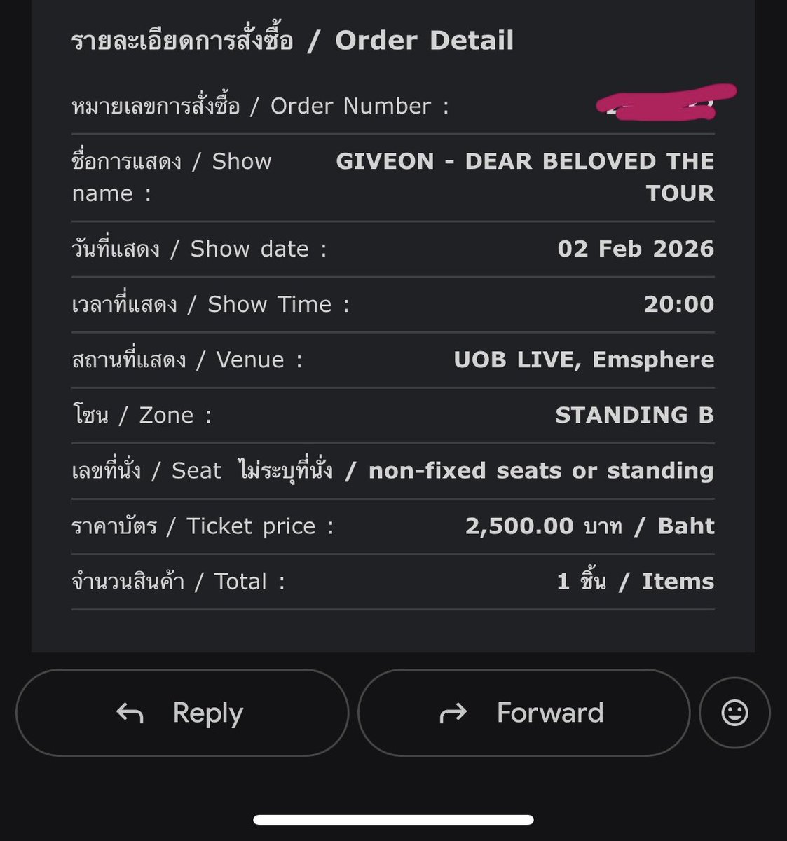 sedobby's tweet photo. ปล่อยบัตร 🎫

-โซนB  1 ใบ  2,600 (รวมค่าธรรมเนียมนะคะ)

นัดรับได้หน้าคอนหลัง 6 โมงเย็นค่ะ
ขอดูหลักฐานเพิ่มเติมได้

*ยังไม่ได้แลกบัตรนะคะพน.จะไปแลกหน้าคอนและนัดรับได้เลยค่ะ

#GiveonDearBelovedtourBKK https://t.co/yl7UMUtgIc