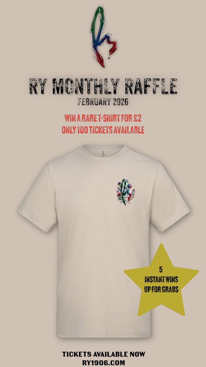 Ry1906's tweet photo. RY FEBRUARY RAFFLE

5 INSTANT WINS

£2 PER ENTRY

OR 3 ENTRIES FOR £5

TICKETS AVAILABLE NOW

GOOD LUCK

https://t.co/0ViHGD4Tvt https://t.co/OQ8J9HFBUc