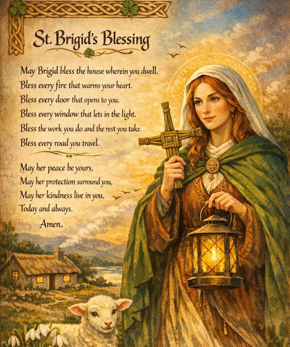 ThisIsIreland3's tweet image. 𝐒𝐭 𝐁𝐫𝐢𝐠𝐢𝐝’𝐬 𝐃𝐚𝐲 ☘️
Today we honour St Brigid, a symbol of light, renewal, kindness and protection. A day rooted deep in Irish tradition, marking the return of longer days, new beginnings and hope for the year ahead 💚

#StBridgidday #Ireland #Brigid #Hope