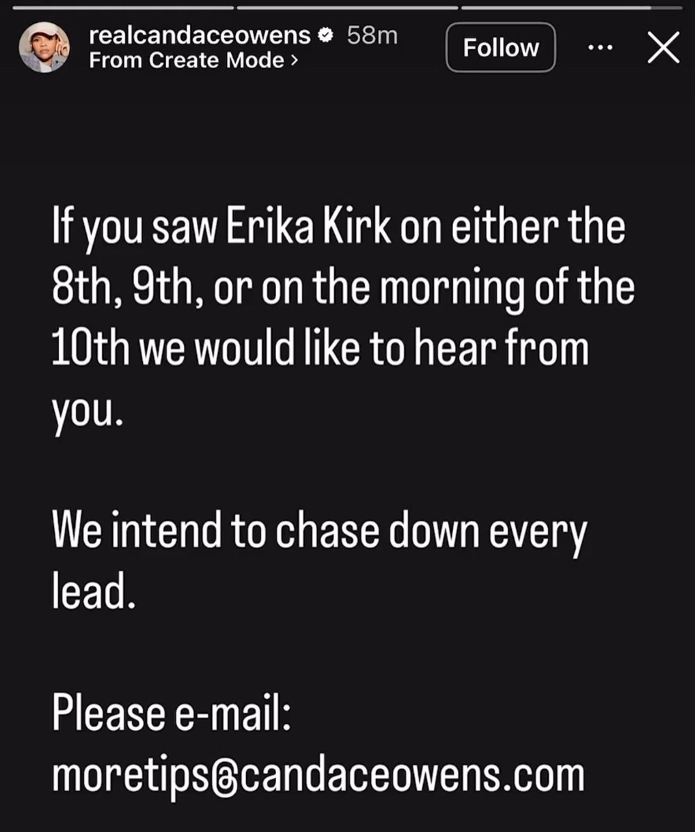 Candace Owens is a jealous and vindictive crazy ex-girlfriend who has always been envious of Erika Kirk because Charlie Kirk chose her and not Candace.

This is psychopathic behavior.