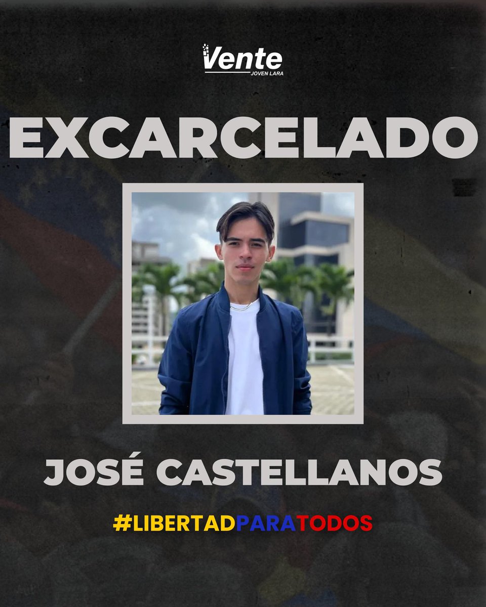 Con profunda emoción confirmamos la liberación de José Castellanos.

José nunca debió estar detenido, pero hoy nos unimos a la celebración de su familia, amigos y equipo por tenerlo de regreso en casa.

#QueSeanTodos