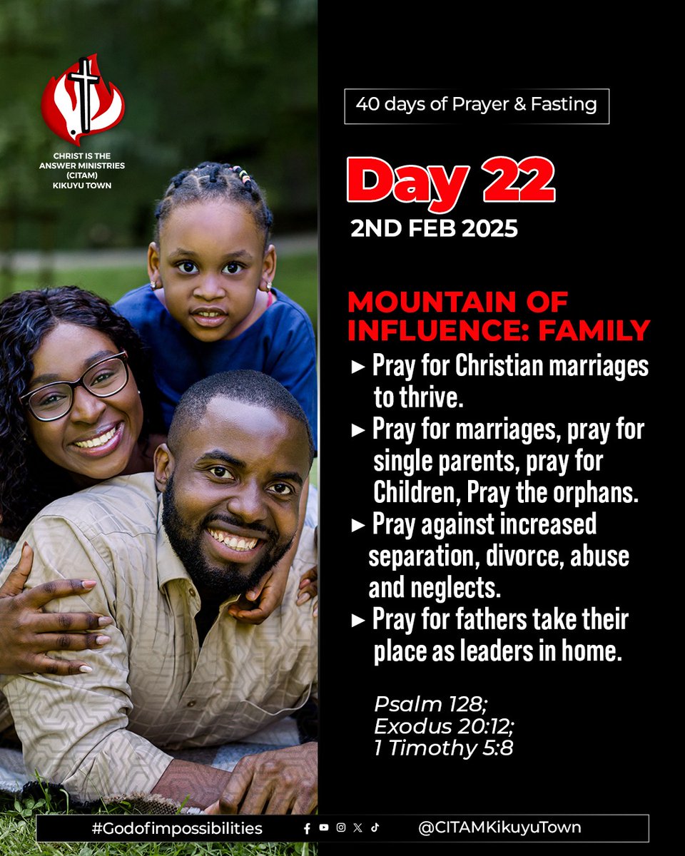 CITAMKikuyuTown's tweet photo. The 21-day mark is cleared! Now, we’ve got 19 days to go deeper. We’re turning up the intensity for our families today. Yield to the Holy Spirit and let Him intercede. It’s time for a higher gear!
#citamkikuyutown #40daysofprayerandfasting https://t.co/mARJYU6MX7