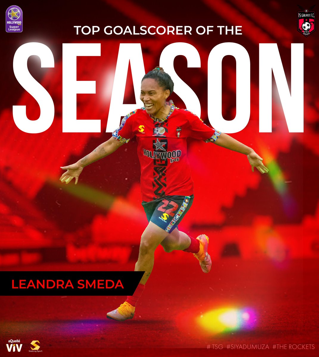 Congratulations to Leandra Smeda on winning the Top Goal Scorer Award. Well deserved, Queen 👑🏆

#Siyadumuza
#TheRockets
#TSG