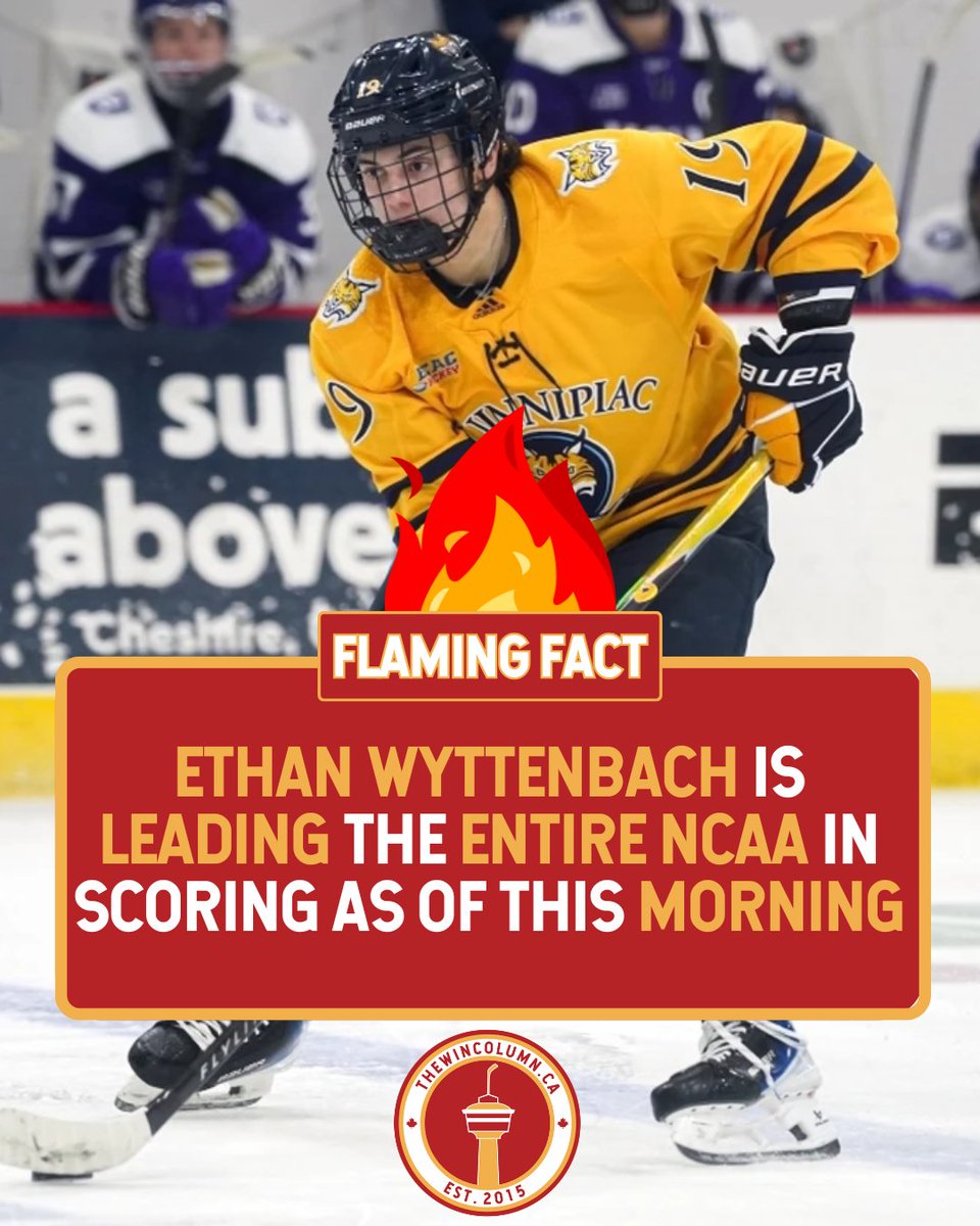 Flaming Fact: Ethan Wyttenbach is leading the entire NCAA in scoring as of this morning!

Wyttenbach was a 5th Round pick for the Flames, and looks like a steal from the 2025 draft! #Flames