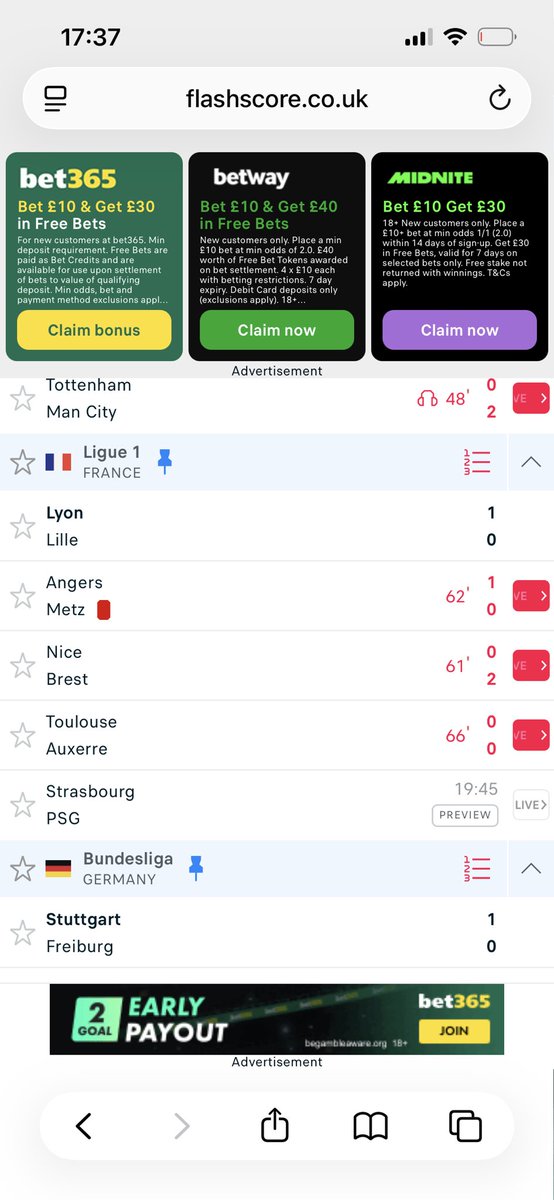 Interesting game in France today