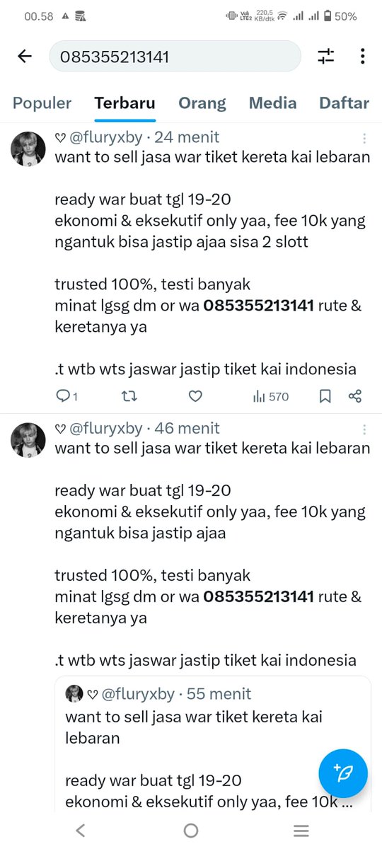HATI HATI PENIPU‼️
Penipu berkedok jual jasa war tiket, hati hati nomor ini 085355213141, +62 853-5521-3141 jangan sampai ketipu juga. Penipu pake qris dengan nama Mitra pulsa elektrik. Setelah TF langsung diblokir. Penipu anj @fluryxby #zonauang minjem ht