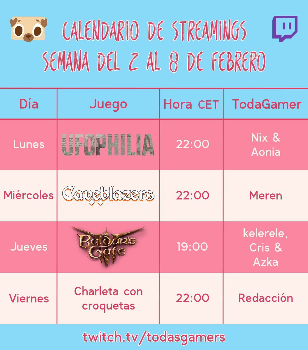 Aquí está ya el calendario de directos de la semana 👀 
#directoconcroquetas