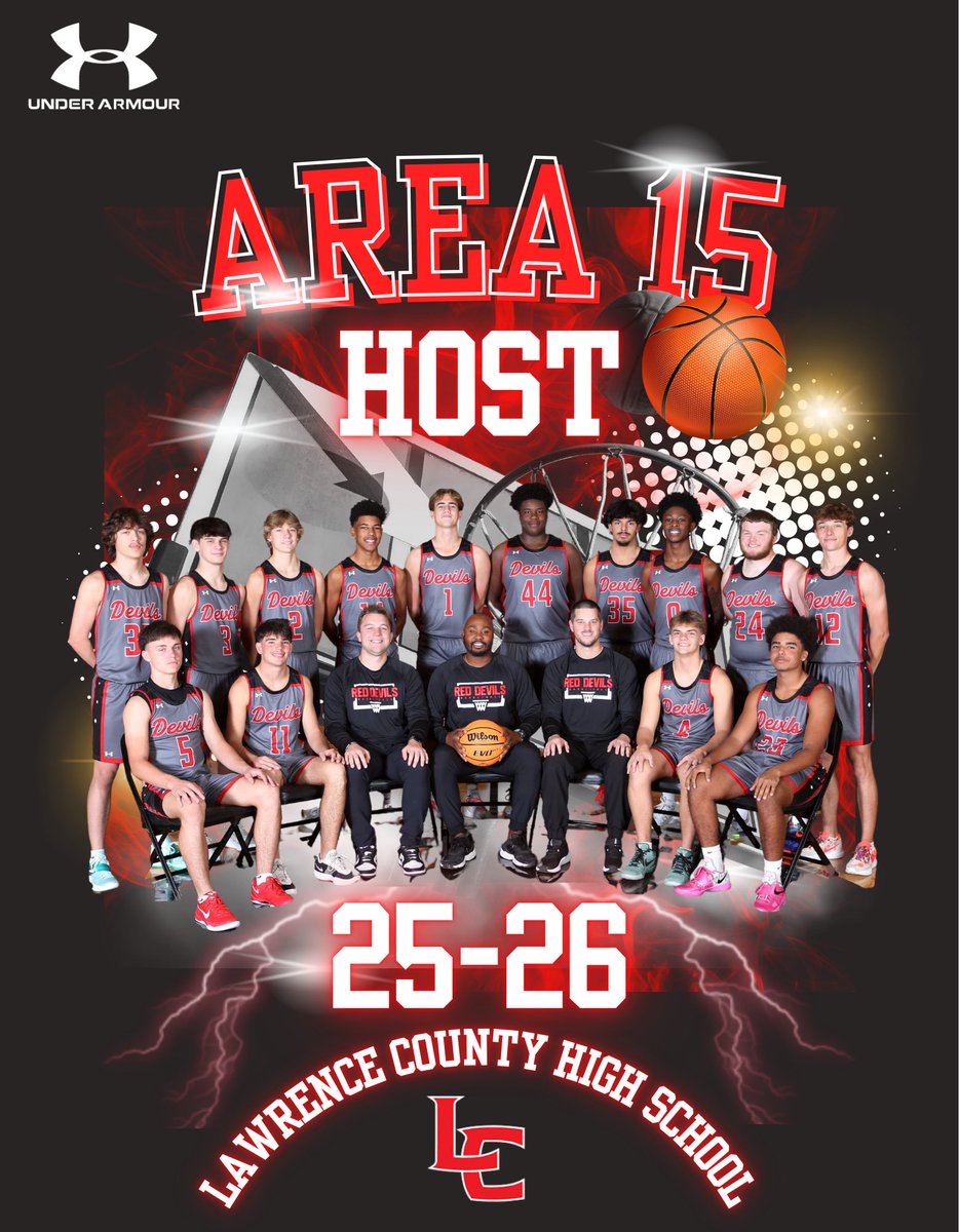 lchsmensbball's tweet photo. 🚨 LAWRENCE COUNTY VARSITY BOYS WILL HOST 25-26 
5A AREA 15 TOURNAMENT 🚨 

📍 MOULTON, AL

🗓️ FEB 7th &amp; 10th 

🕛 6:00 PM 

#WeFam #Reddevilsnation👹 https://t.co/8a1KdxH0Sh